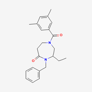 molecular formula C23H28N2O2 B5303944 4-benzyl-1-(3,5-dimethylbenzoyl)-3-ethyl-1,4-diazepan-5-one 