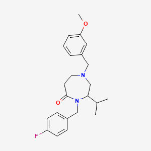 molecular formula C23H29FN2O2 B5303952 4-(4-fluorobenzyl)-3-isopropyl-1-(3-methoxybenzyl)-1,4-diazepan-5-one 