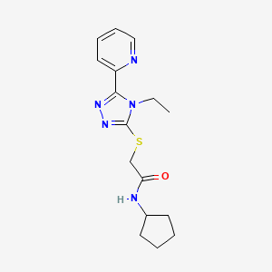 molecular formula C16H21N5OS B5303963 N-cyclopentyl-2-{[4-ethyl-5-(2-pyridinyl)-4H-1,2,4-triazol-3-yl]thio}acetamide 