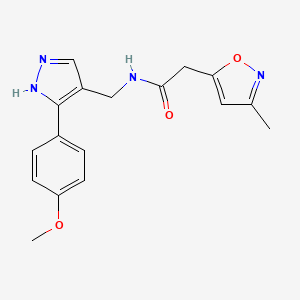 molecular formula C17H18N4O3 B5303964 N-{[3-(4-methoxyphenyl)-1H-pyrazol-4-yl]methyl}-2-(3-methylisoxazol-5-yl)acetamide 
