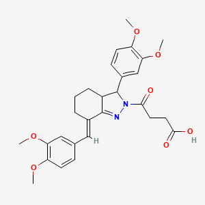 molecular formula C28H32N2O7 B5303997 4-[7-(3,4-dimethoxybenzylidene)-3-(3,4-dimethoxyphenyl)-3,3a,4,5,6,7-hexahydro-2H-indazol-2-yl]-4-oxobutanoic acid 