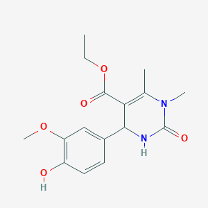 molecular formula C16H20N2O5 B5303998 ethyl 4-(4-hydroxy-3-methoxyphenyl)-1,6-dimethyl-2-oxo-1,2,3,4-tetrahydro-5-pyrimidinecarboxylate 