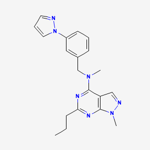 molecular formula C20H23N7 B5304014 N,1-dimethyl-6-propyl-N-[3-(1H-pyrazol-1-yl)benzyl]-1H-pyrazolo[3,4-d]pyrimidin-4-amine 