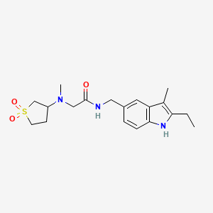 molecular formula C19H27N3O3S B5304067 2-[(1,1-dioxidotetrahydro-3-thienyl)(methyl)amino]-N-[(2-ethyl-3-methyl-1H-indol-5-yl)methyl]acetamide 