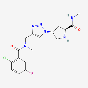 molecular formula C17H20ClFN6O2 B5304116 (4S)-4-(4-{[(2-chloro-5-fluorobenzoyl)(methyl)amino]methyl}-1H-1,2,3-triazol-1-yl)-N-methyl-L-prolinamide hydrochloride 
