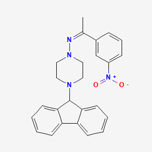 molecular formula C25H24N4O2 B5304136 4-(9H-fluoren-9-yl)-N-[1-(3-nitrophenyl)ethylidene]-1-piperazinamine 