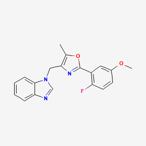 molecular formula C19H16FN3O2 B5304146 1-{[2-(2-fluoro-5-methoxyphenyl)-5-methyl-1,3-oxazol-4-yl]methyl}-1H-benzimidazole hydrochloride 