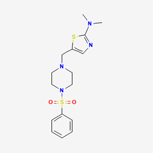 molecular formula C16H22N4O2S2 B5304172 N,N-dimethyl-5-{[4-(phenylsulfonyl)-1-piperazinyl]methyl}-1,3-thiazol-2-amine 