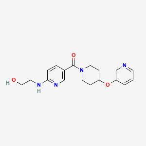 molecular formula C18H22N4O3 B5304185 2-[(5-{[4-(pyridin-3-yloxy)piperidin-1-yl]carbonyl}pyridin-2-yl)amino]ethanol 