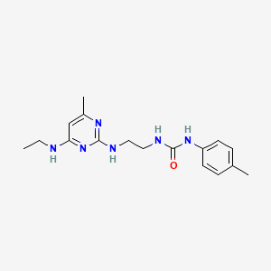 molecular formula C17H24N6O B5304247 N-(2-{[4-(ethylamino)-6-methyl-2-pyrimidinyl]amino}ethyl)-N'-(4-methylphenyl)urea 