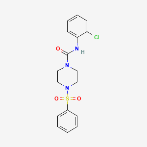 molecular formula C17H18ClN3O3S B5304262 N-(2-chlorophenyl)-4-(phenylsulfonyl)-1-piperazinecarboxamide 