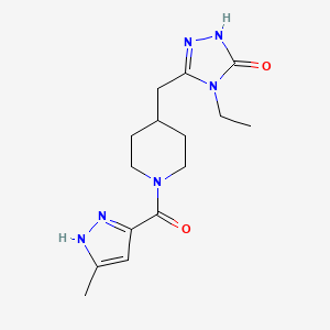 molecular formula C15H22N6O2 B5304281 4-ethyl-5-({1-[(3-methyl-1H-pyrazol-5-yl)carbonyl]-4-piperidinyl}methyl)-2,4-dihydro-3H-1,2,4-triazol-3-one 