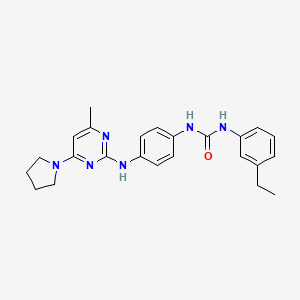 molecular formula C24H28N6O B5304296 N-(3-ethylphenyl)-N'-(4-{[4-methyl-6-(1-pyrrolidinyl)-2-pyrimidinyl]amino}phenyl)urea 