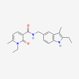 1-ethyl-N-[(2-ethyl-3-methyl-1H-indol-5-yl)methyl]-6-methyl-2-oxo-1,2-dihydropyridine-3-carboxamide