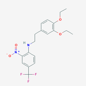 molecular formula C19H21F3N2O4 B5304316 N-[2-(3,4-diethoxyphenyl)ethyl]-2-nitro-4-(trifluoromethyl)aniline 
