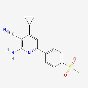 molecular formula C16H15N3O2S B5304323 2-amino-4-cyclopropyl-6-[4-(methylsulfonyl)phenyl]nicotinonitrile 