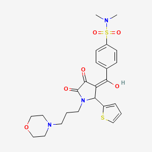 molecular formula C24H29N3O6S2 B5304358 4-{[4-hydroxy-1-[3-(4-morpholinyl)propyl]-5-oxo-2-(2-thienyl)-2,5-dihydro-1H-pyrrol-3-yl]carbonyl}-N,N-dimethylbenzenesulfonamide 