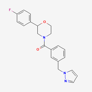 molecular formula C21H20FN3O2 B5304363 2-(4-fluorophenyl)-4-[3-(1H-pyrazol-1-ylmethyl)benzoyl]morpholine 