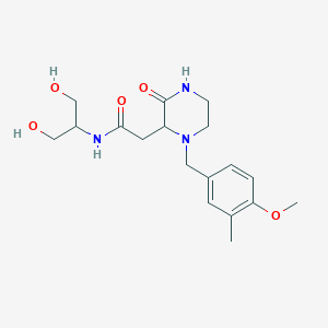 molecular formula C18H27N3O5 B5304379 N-[2-hydroxy-1-(hydroxymethyl)ethyl]-2-[1-(4-methoxy-3-methylbenzyl)-3-oxo-2-piperazinyl]acetamide 