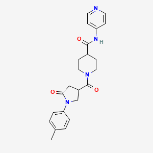 molecular formula C23H26N4O3 B5304381 1-{[1-(4-methylphenyl)-5-oxopyrrolidin-3-yl]carbonyl}-N-pyridin-4-ylpiperidine-4-carboxamide 