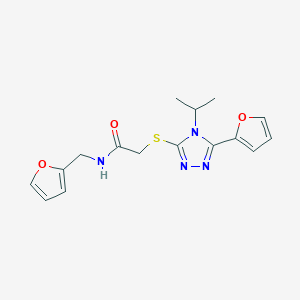 molecular formula C16H18N4O3S B5304382 2-{[5-(2-furyl)-4-isopropyl-4H-1,2,4-triazol-3-yl]thio}-N-(2-furylmethyl)acetamide 