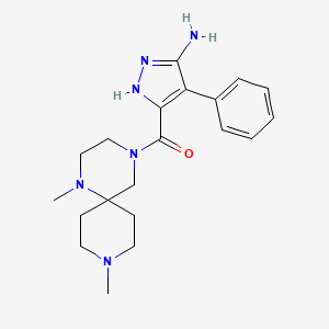 molecular formula C20H28N6O B5304396 3-[(1,9-dimethyl-1,4,9-triazaspiro[5.5]undec-4-yl)carbonyl]-4-phenyl-1H-pyrazol-5-amine 