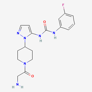 molecular formula C17H21FN6O2 B5304403 N-(3-fluorophenyl)-N'-[1-(1-glycyl-4-piperidinyl)-1H-pyrazol-5-yl]urea hydrochloride 