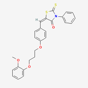 molecular formula C26H23NO4S2 B5304408 5-{4-[3-(2-methoxyphenoxy)propoxy]benzylidene}-3-phenyl-2-thioxo-1,3-thiazolidin-4-one 