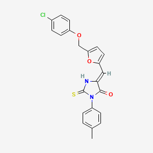molecular formula C22H17ClN2O3S B5304412 5-({5-[(4-chlorophenoxy)methyl]-2-furyl}methylene)-3-(4-methylphenyl)-2-thioxo-4-imidazolidinone 