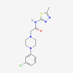 molecular formula C15H18ClN5OS B5304417 2-[4-(3-chlorophenyl)-1-piperazinyl]-N-(5-methyl-1,3,4-thiadiazol-2-yl)acetamide 