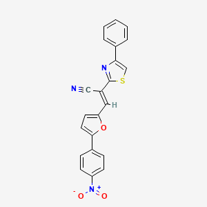 molecular formula C22H13N3O3S B5304424 3-[5-(4-nitrophenyl)-2-furyl]-2-(4-phenyl-1,3-thiazol-2-yl)acrylonitrile 