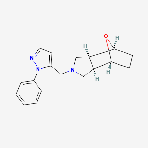 molecular formula C18H21N3O B5304429 (1R*,2R*,6S*,7S*)-4-[(1-phenyl-1H-pyrazol-5-yl)methyl]-10-oxa-4-azatricyclo[5.2.1.0~2,6~]decane 