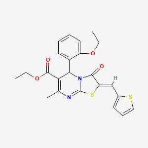molecular formula C23H22N2O4S2 B5304478 ethyl 5-(2-ethoxyphenyl)-7-methyl-3-oxo-2-(2-thienylmethylene)-2,3-dihydro-5H-[1,3]thiazolo[3,2-a]pyrimidine-6-carboxylate 