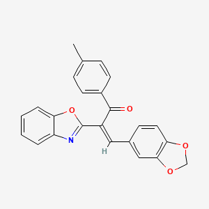 3-(1,3-benzodioxol-5-yl)-2-(1,3-benzoxazol-2-yl)-1-(4-methylphenyl)-2-propen-1-one