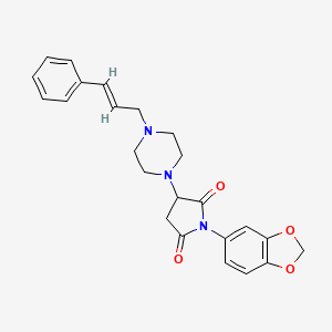 molecular formula C24H25N3O4 B5304493 1-(1,3-benzodioxol-5-yl)-3-[4-(3-phenyl-2-propen-1-yl)-1-piperazinyl]-2,5-pyrrolidinedione 