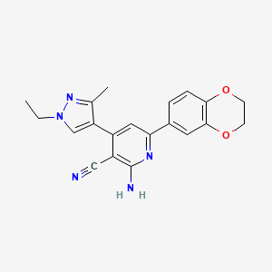 molecular formula C20H19N5O2 B5304522 2-amino-6-(2,3-dihydro-1,4-benzodioxin-6-yl)-4-(1-ethyl-3-methyl-1H-pyrazol-4-yl)nicotinonitrile 