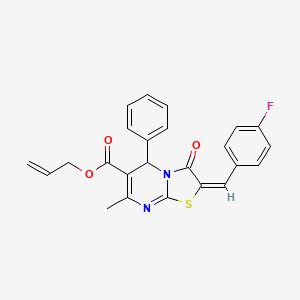 molecular formula C24H19FN2O3S B5304556 allyl 2-(4-fluorobenzylidene)-7-methyl-3-oxo-5-phenyl-2,3-dihydro-5H-[1,3]thiazolo[3,2-a]pyrimidine-6-carboxylate 
