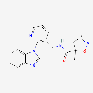 molecular formula C19H19N5O2 B5304566 N-{[2-(1H-benzimidazol-1-yl)pyridin-3-yl]methyl}-3,5-dimethyl-4,5-dihydroisoxazole-5-carboxamide 