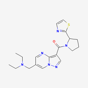 molecular formula C19H24N6OS B5304567 N-ethyl-N-[(3-{[2-(1,3-thiazol-2-yl)pyrrolidin-1-yl]carbonyl}pyrazolo[1,5-a]pyrimidin-6-yl)methyl]ethanamine 