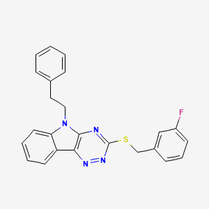 molecular formula C24H19FN4S B5304583 3-[(3-fluorobenzyl)thio]-5-(2-phenylethyl)-5H-[1,2,4]triazino[5,6-b]indole 