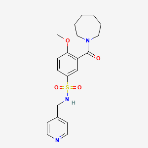molecular formula C20H25N3O4S B5304620 3-(1-azepanylcarbonyl)-4-methoxy-N-(4-pyridinylmethyl)benzenesulfonamide 