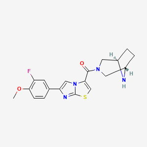 molecular formula C19H19FN4O2S B5304647 3-[rel-(1R,5S)-3,8-diazabicyclo[3.2.1]oct-3-ylcarbonyl]-6-(3-fluoro-4-methoxyphenyl)imidazo[2,1-b][1,3]thiazole hydrochloride 