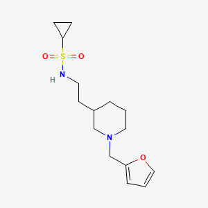 molecular formula C15H24N2O3S B5304652 N-{2-[1-(2-furylmethyl)piperidin-3-yl]ethyl}cyclopropanesulfonamide 