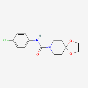 molecular formula C14H17ClN2O3 B5304659 N-(4-chlorophenyl)-1,4-dioxa-8-azaspiro[4.5]decane-8-carboxamide 