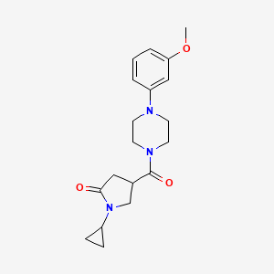 molecular formula C19H25N3O3 B5304701 1-cyclopropyl-4-{[4-(3-methoxyphenyl)-1-piperazinyl]carbonyl}-2-pyrrolidinone 