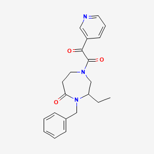 molecular formula C21H23N3O3 B5304812 4-benzyl-3-ethyl-1-[oxo(pyridin-3-yl)acetyl]-1,4-diazepan-5-one 