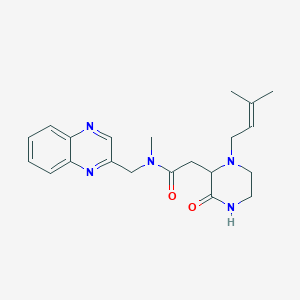molecular formula C21H27N5O2 B5304822 N-methyl-2-[1-(3-methyl-2-buten-1-yl)-3-oxo-2-piperazinyl]-N-(2-quinoxalinylmethyl)acetamide 