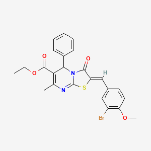 molecular formula C24H21BrN2O4S B5304856 ethyl 2-(3-bromo-4-methoxybenzylidene)-7-methyl-3-oxo-5-phenyl-2,3-dihydro-5H-[1,3]thiazolo[3,2-a]pyrimidine-6-carboxylate 