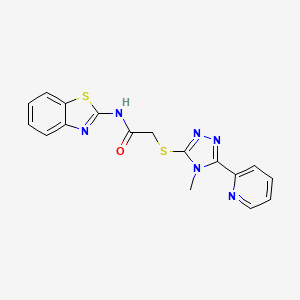 molecular formula C17H14N6OS2 B5304868 N-1,3-benzothiazol-2-yl-2-{[4-methyl-5-(2-pyridinyl)-4H-1,2,4-triazol-3-yl]thio}acetamide 
