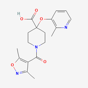 molecular formula C18H21N3O5 B5304880 1-[(3,5-dimethylisoxazol-4-yl)carbonyl]-4-[(2-methylpyridin-3-yl)oxy]piperidine-4-carboxylic acid 